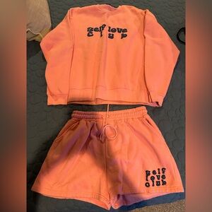 PrettyLittleThing Coral Lounge Set “Self Love Club”